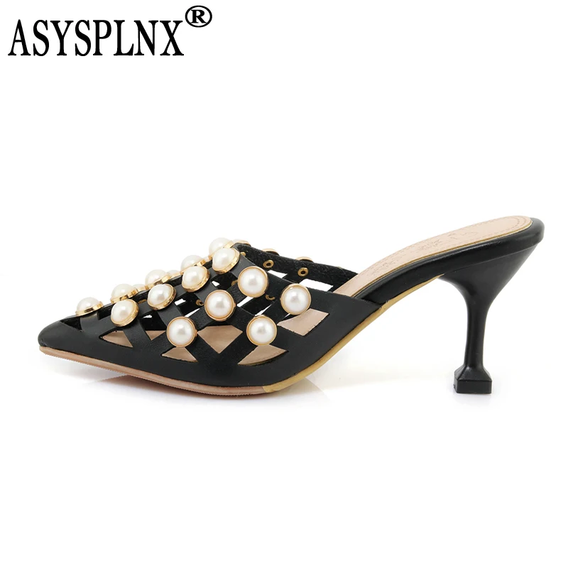 ASYSPLNX/бренд 2018 летние сандалии из кожзаменителя с baotou Бисер острым D019|pu sandals|brand