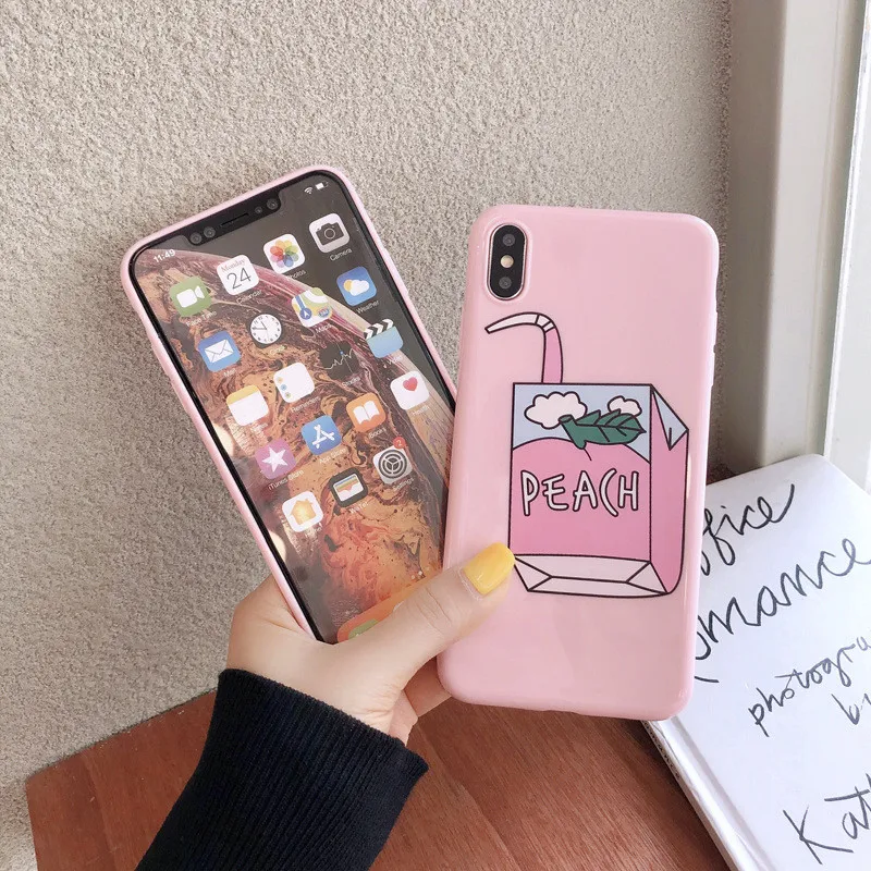 GYKZ мультфильм фрукты персиковые напитки телефонные чехлы для iPhone XS MAX XR X 7 8 6 6s Plus