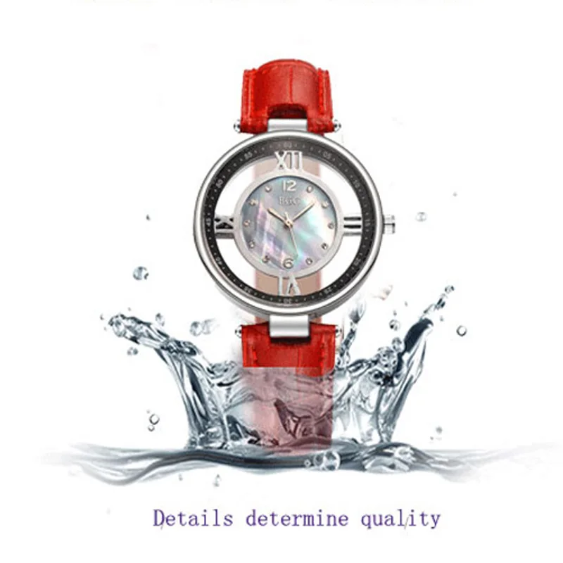 Женские часы из натуральной кожи роскошная оболочка циферблат скелета