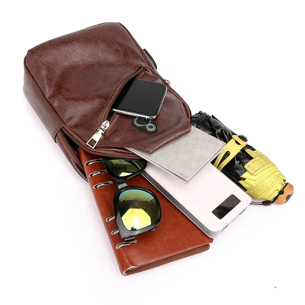 Fashion Men Outdoor Leather Sport Multi-pocket High capacity Pure Color Crossbody Bag Chest Phone men bag heuptas #g3 | Багаж и сумки
