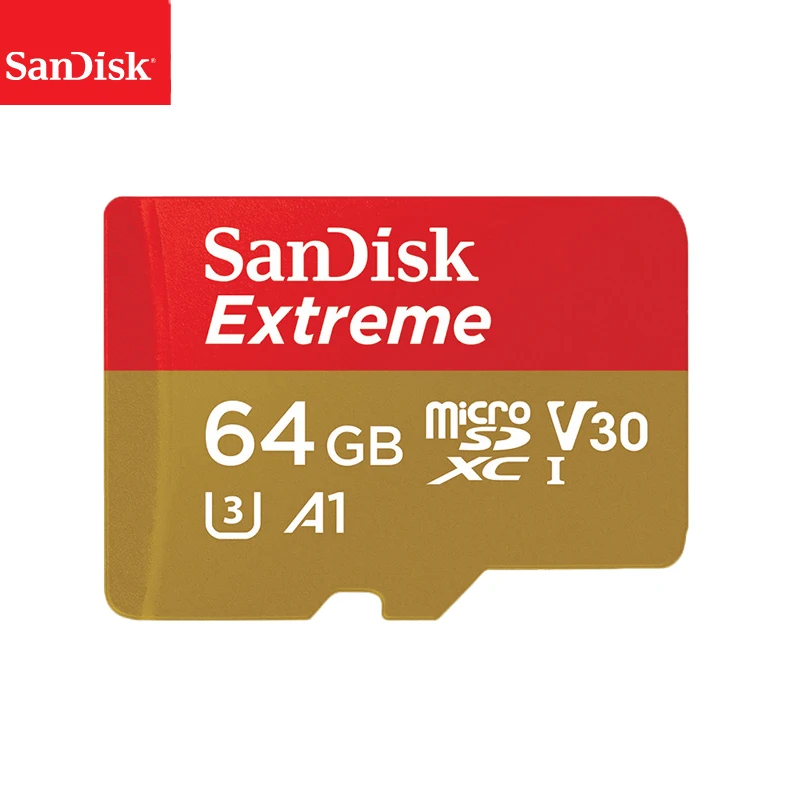 Карта памяти SanDisk Extreme Micro SD 128 ГБ 64 32 microSDHC/microSDXC U3 скорость чтения до 160 МБ/с./с UHD 3D 4K