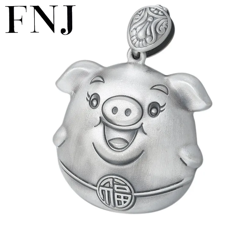 

FNJ 925 Silver Pigs Pendant Fashion Cute Animal Hang Original Pure S925 Thai Silver Pendants for Women Jewelry Making