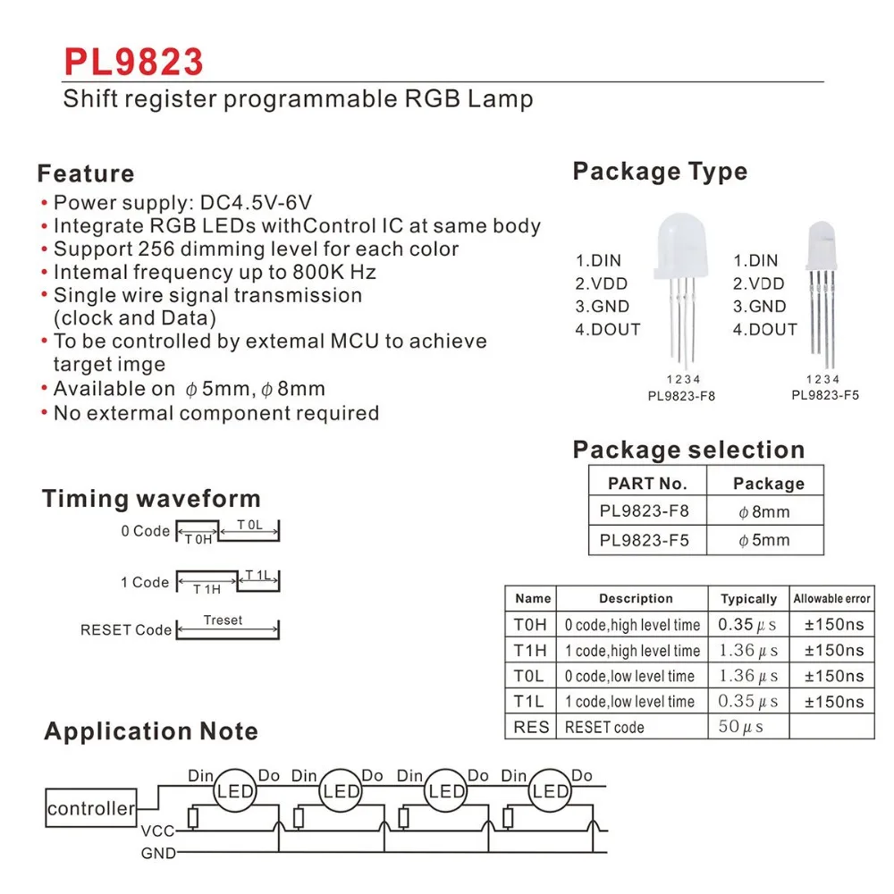 1000pcs DC5V PL9823 F5 5mm round hat RGB LED P9823 chipset inside Full color Frosted | Connectors