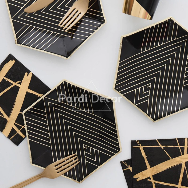 Одноразовые Салфетки Для стаканчиков столовые приборы Черное золото салфетки