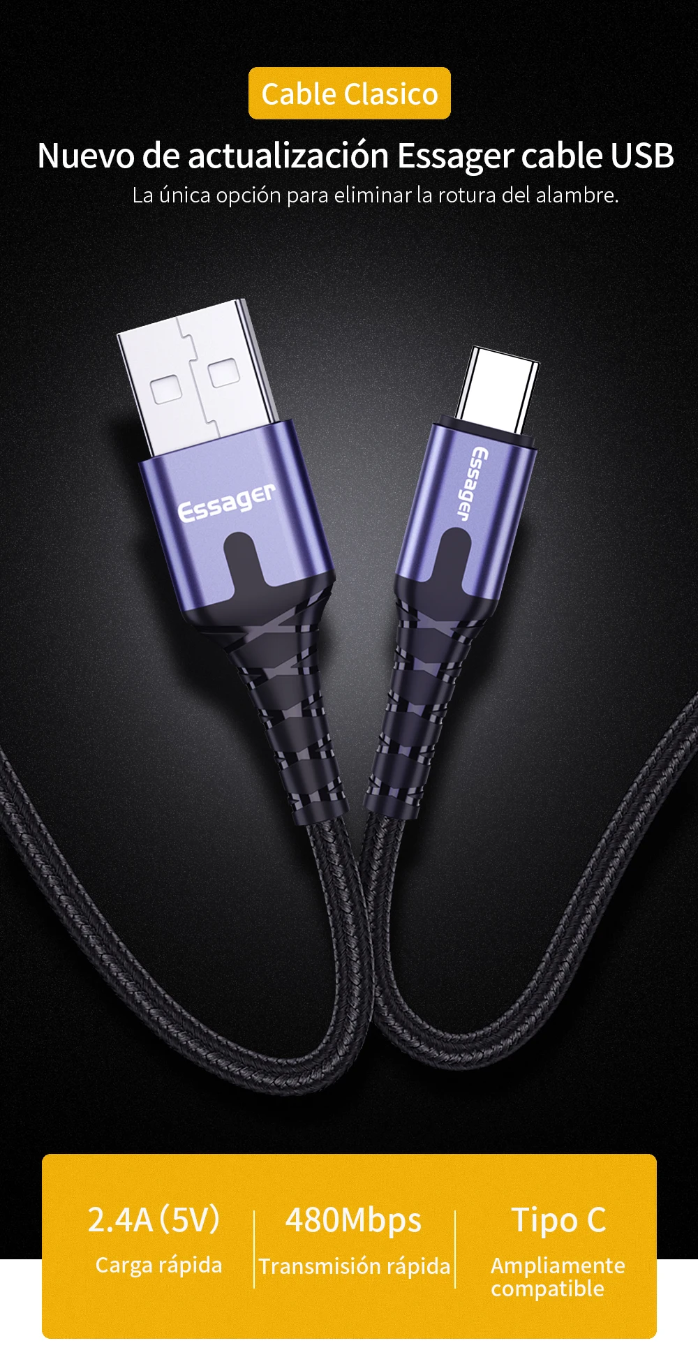 Essager Led usb кабель type c 3,0 Быстрый зарядный кабель для телефона для one plus 6t huawei mate 20 lite p30 p20 samsung s10 plus кабели
