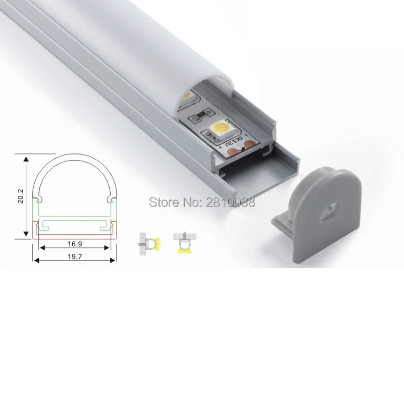 20 X 1M Sets/Lot Round shape led aluminum profile and AL6063 Arc profile Channel for hanging or pendant lamps