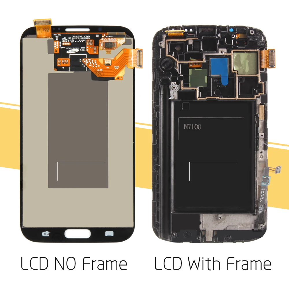 For Samsung Galaxy Note2 Note 2 N7100 Super AMOLED LCD Display Touch Screen Digitizer Full Assembly with Frame Glass Replacement | Мобильные