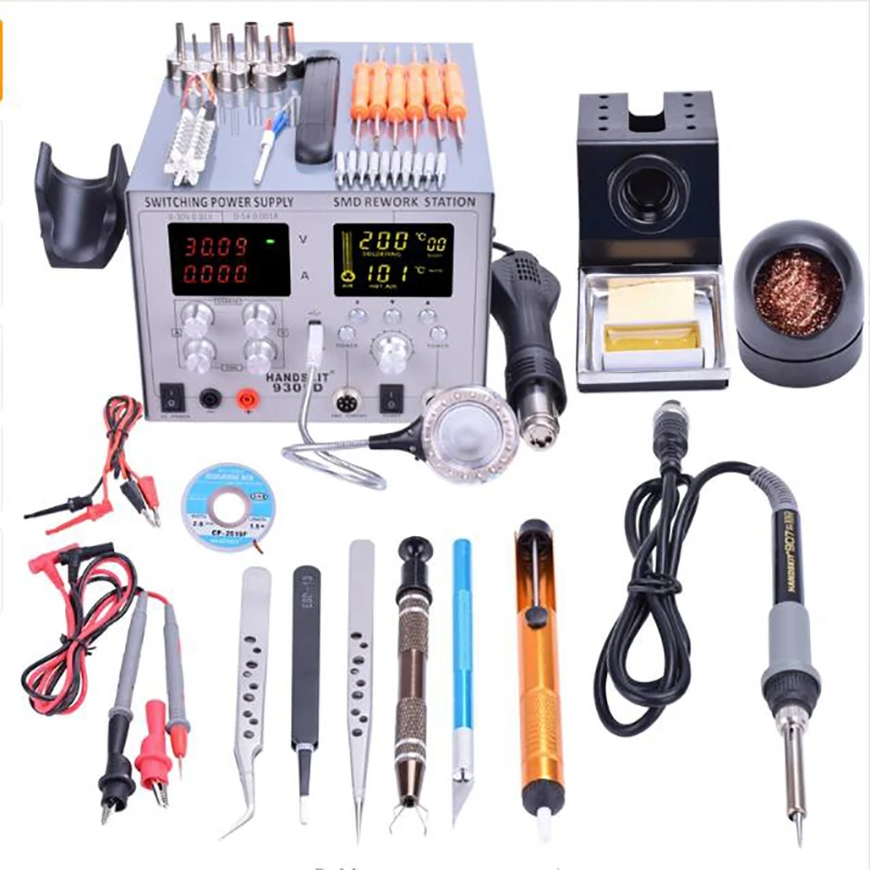 110V / 220V 4 in1 Digital SMD 30V-5A DC Power Supply BGA Auto Hot Air Gun Rework Station Soldering Iron with Tools | Инструменты
