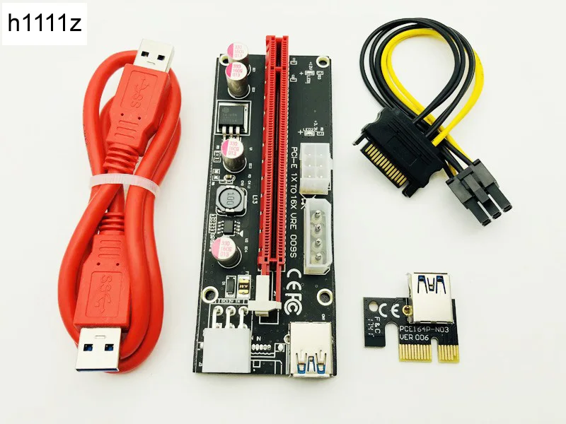 10 шт. Новый PCIE 1x к 16X PCI Express PCI-E 009S Molex 6pin адаптер питания SATA USB 3 0 кабель Riser Card для BTC