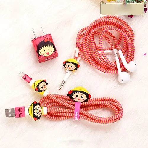 2 for iphone Набор для намотки кабеля Diy TPU спиральный usb-кабель для зарядки протектор провод для наушников защита для iPhone 5 5S 6 7 8 наклейки для зарядного устройства - Цвет: 2 for iphone