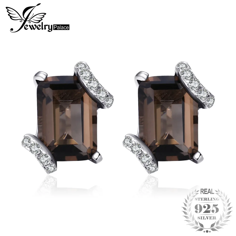 Jewelrypalace Изящные 1.6ct натуральная дымчатый кварц кластера Установка Серьги 925