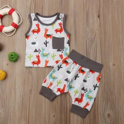 Хлопковая одежда для новорожденных с альпакой детские топы без рукавов