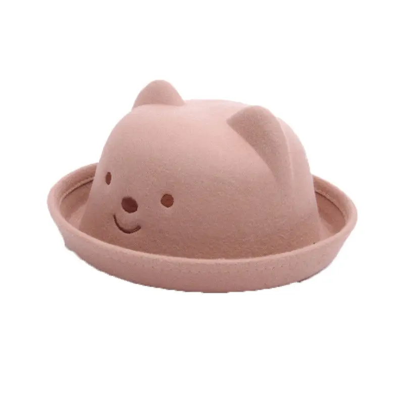 Newborn Toddler Baby Kids Girl Boy Fashion Bear Hats Visor Little Ear Cap Warm Hat Cute Babies Kid Cartoon Caps Wool Hat - Цвет: Хаки