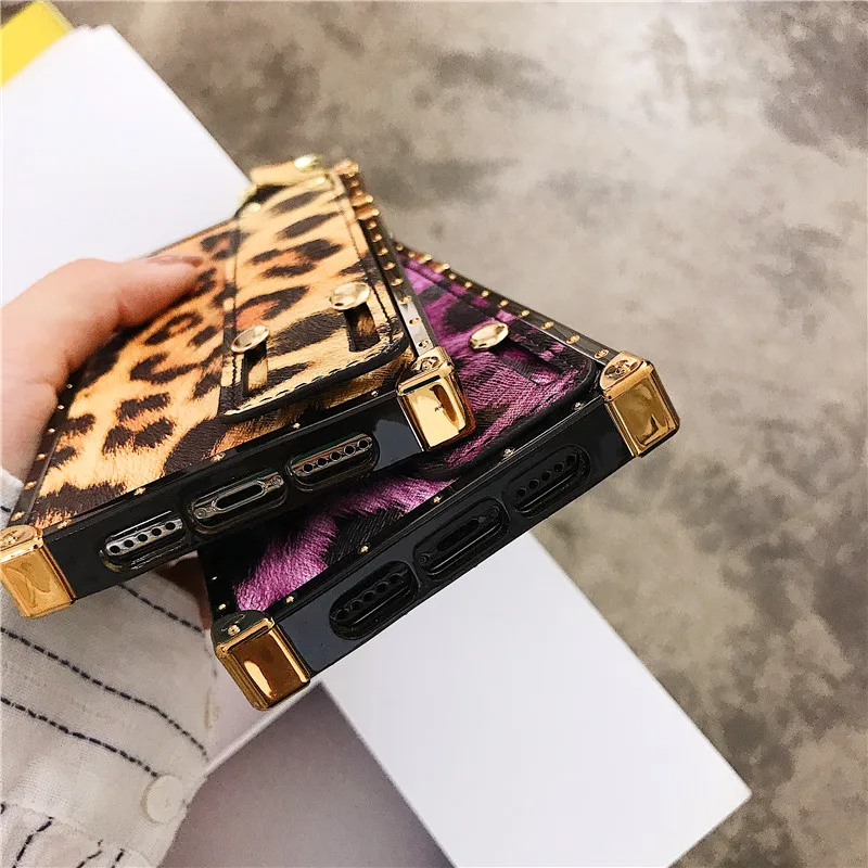 Леопардовый принт Kickstand чехол для iPhone X 6 S 7 8 Plus XR MAX Fashion IMD Мягкий защитный телефона