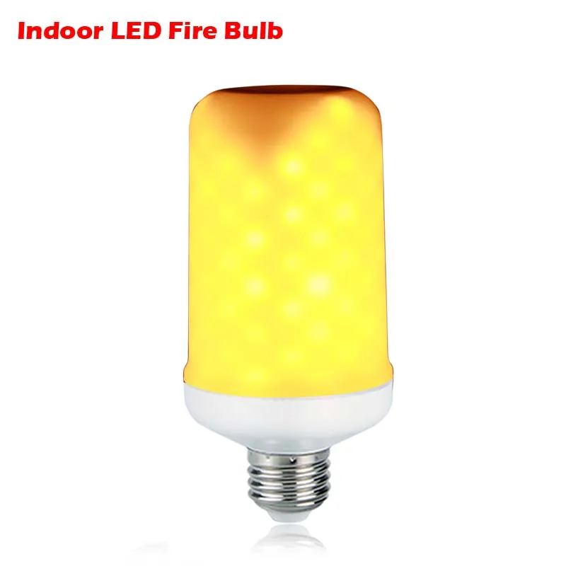 Indoor E27 Fire Bulb Светодиодный светильник на солнечных батареях с пламенем, водонепроницаемый Романтический фонарь светильник с эффектом мерцания, светодиодный светильник в помещении, лампы для украшения сада на лужайке - Испускаемый цвет: Indoor E27 Fire Bulb