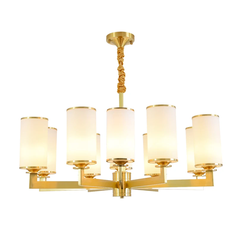 

All copper new Chinese chandelier living room lamp dining room lamp simple atmosphere light lamparas de techo colgante moderna