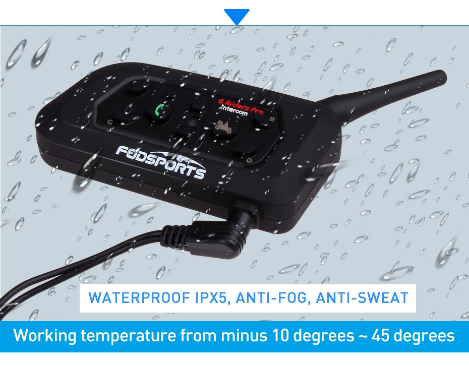 Fodsports 2 шт. V6 Pro домофон мотоциклетный Bluetooth шлем гарнитура домофон 6 Rider 1200 м Водонепроницаемый BT домофон