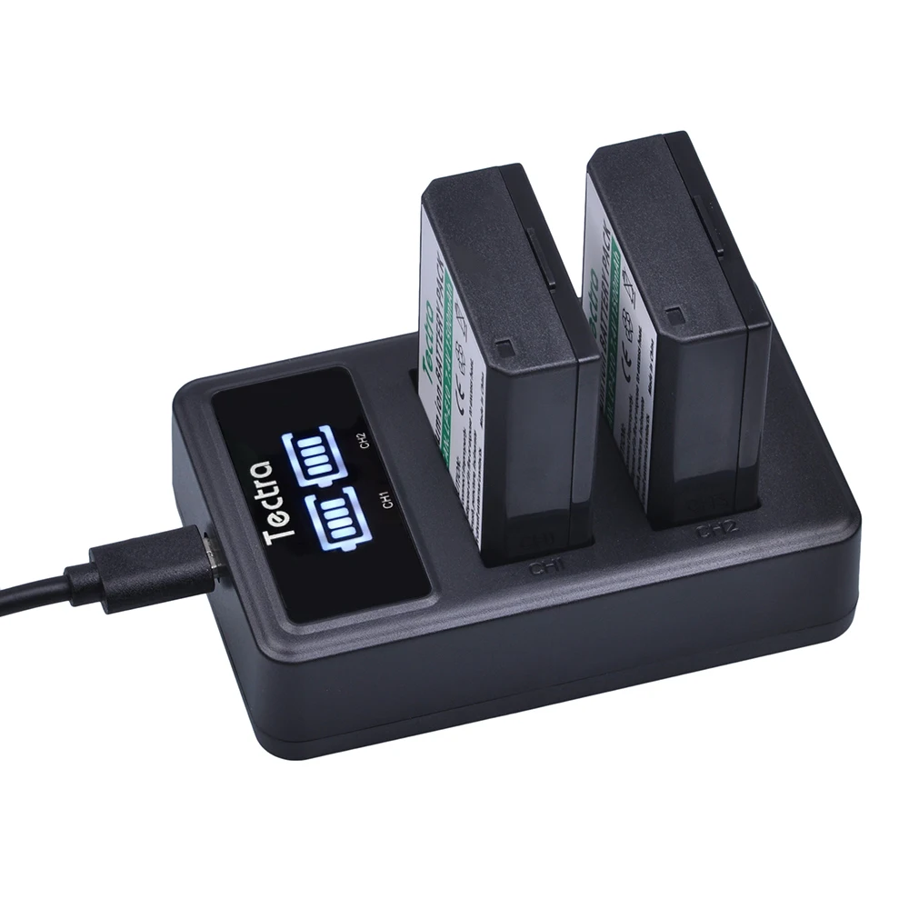 Tectra 3x LP E10 LPE10 аккумулятор + светодиодный дисплей USB двойное зарядное устройство