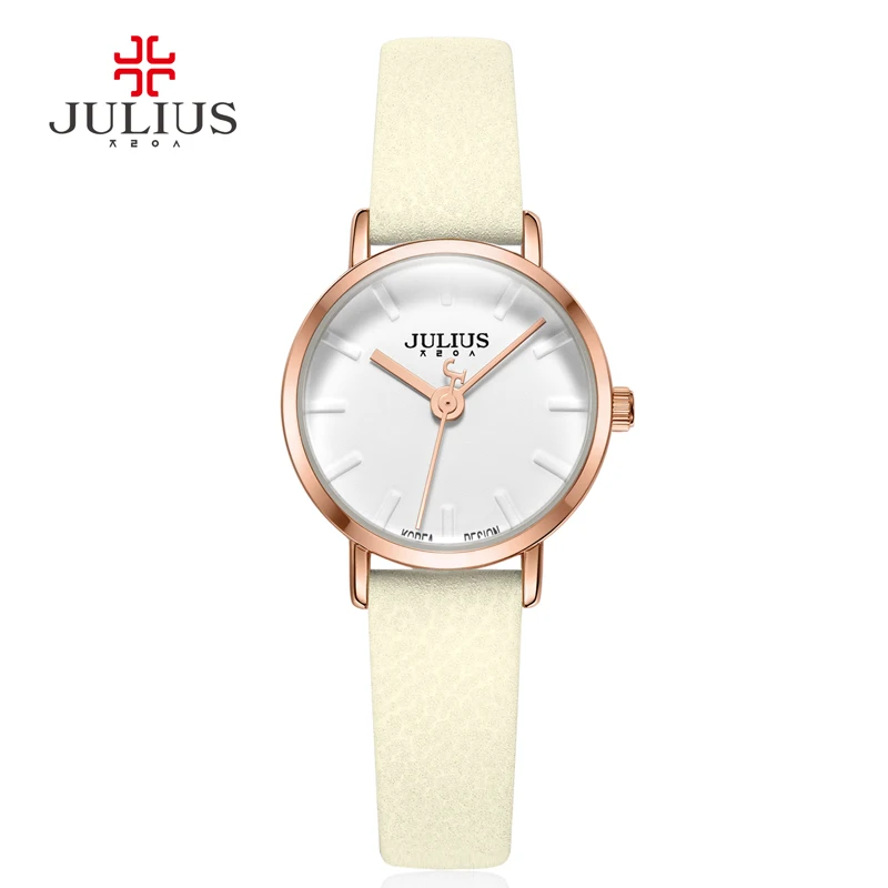 Новое поступление кварцевые часы Julius с тонким кожаным ремешком женские