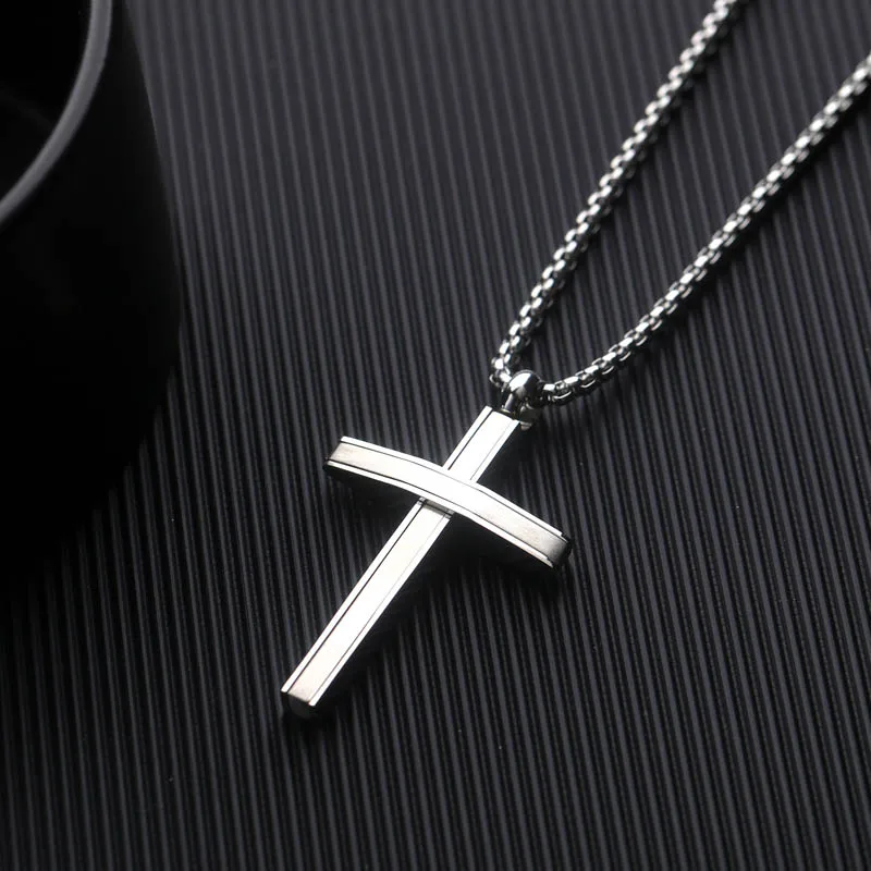Fate Love Trendy Cross Necklace Men Jewelry Collares Stainless Steel Pendants Necklaces Box Chain Colar 2019 Mens Jewellery Gift | Украшения