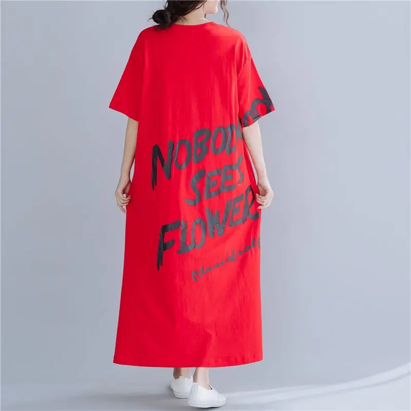 Женское платье с коротким рукавом NYFS длинное большого размера буквенным принтом