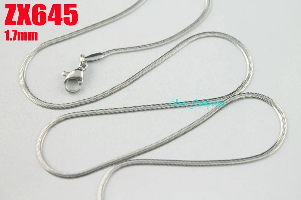 

200pcs 1.7mm Flat snake chain stainless steel necklace fashion welding chain women lady jewelry sweater chain ZX645