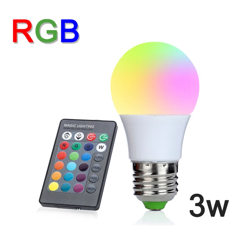 Новый E27 3 Вт RGB светодиодный светильник Lampara Лампочка 110 В 220 в 230 высокомощный