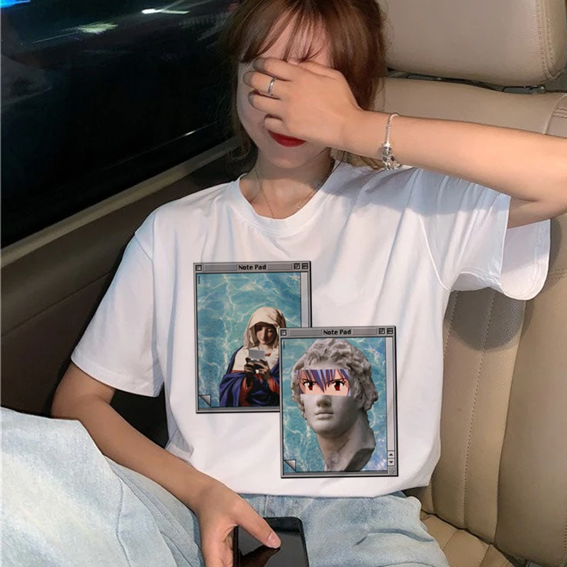 Vaporwave модная футболка женская гранж Эстетическая Harajuku Ullzang футболка 90s Графический хип-хоп футболка для девочек летние футболки для женщин