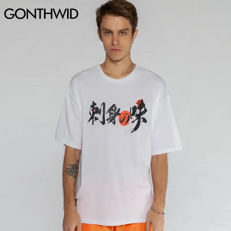 GONTHWID японский стиль Ukiyo E печатных футболки с коротким рукавом 2019 Harajuku