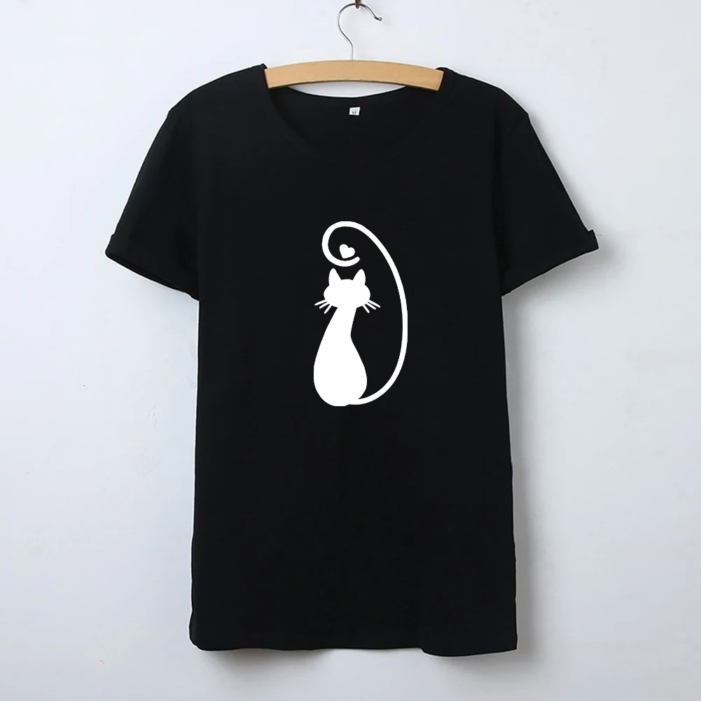 Женская хлопковая футболка с коротким рукавом и круглым вырезом свободного