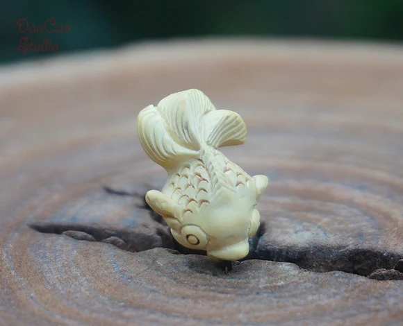 Натуральный Самшит резные Золотая рыбка Бусины крошечные Талисманы мала джапа