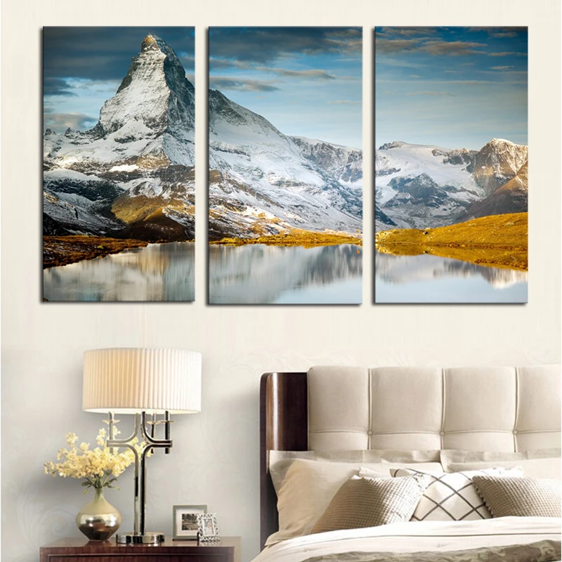 

3 panels Hot Sell Snow mountain Modern Home Wall Decor painting Canvas printing Art HD print Painting