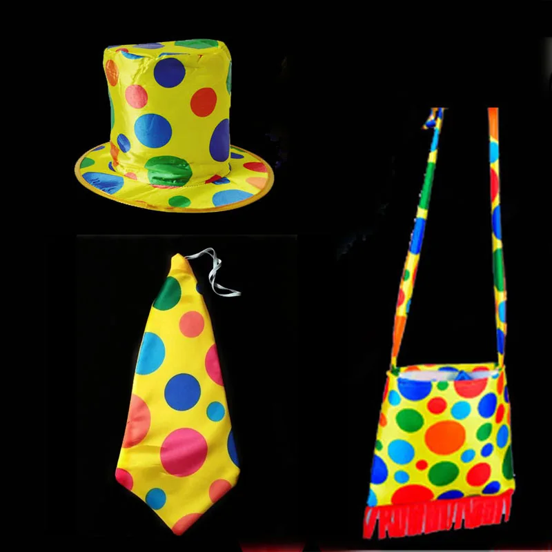 Men Polka Dot Clown Costume Hat Tie Bag Circus Fancy Dress Party Pavor home decor birthday | Дом и сад