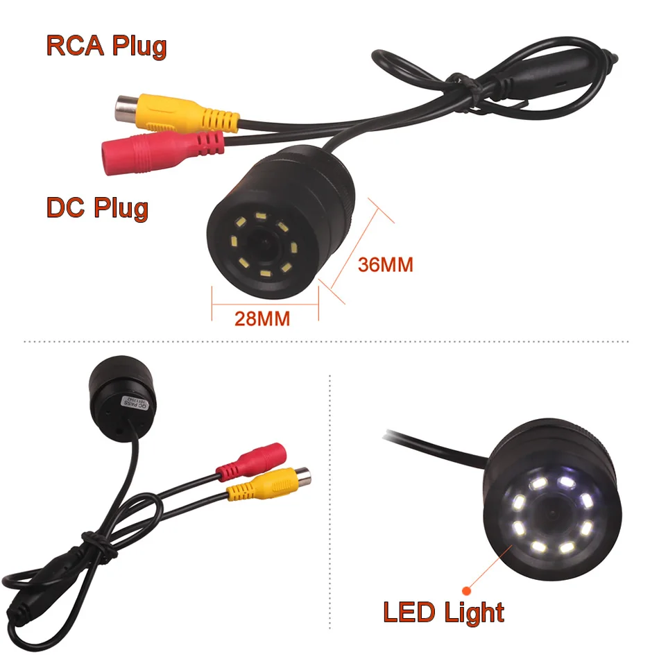 Заднего вида 28 мм отверстие пилы Парковка HD водонепроницаемый Светодиодный
