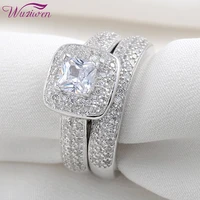 wuziwen 2 26 ct princess cut aaaaa zircon 925 sterling silver wedding rings for women engagement ring bridal set classic jewelry