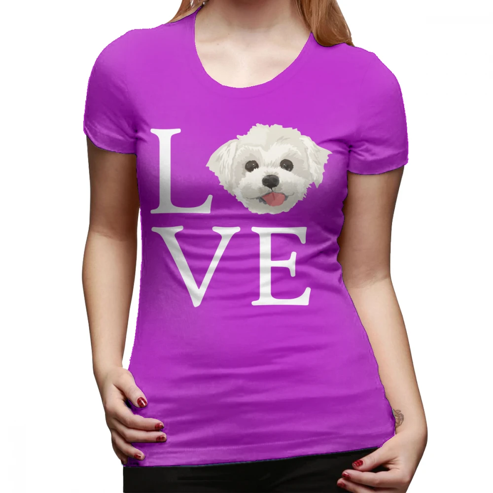 Футболка с Мальтийской собакой, футболка с надписью I Love Maltese Dog Lover, Милая футболка с собачьим лицом, большая женская футболка с коротким рукавом, графическая женская футболка - Цвет: Фуксия