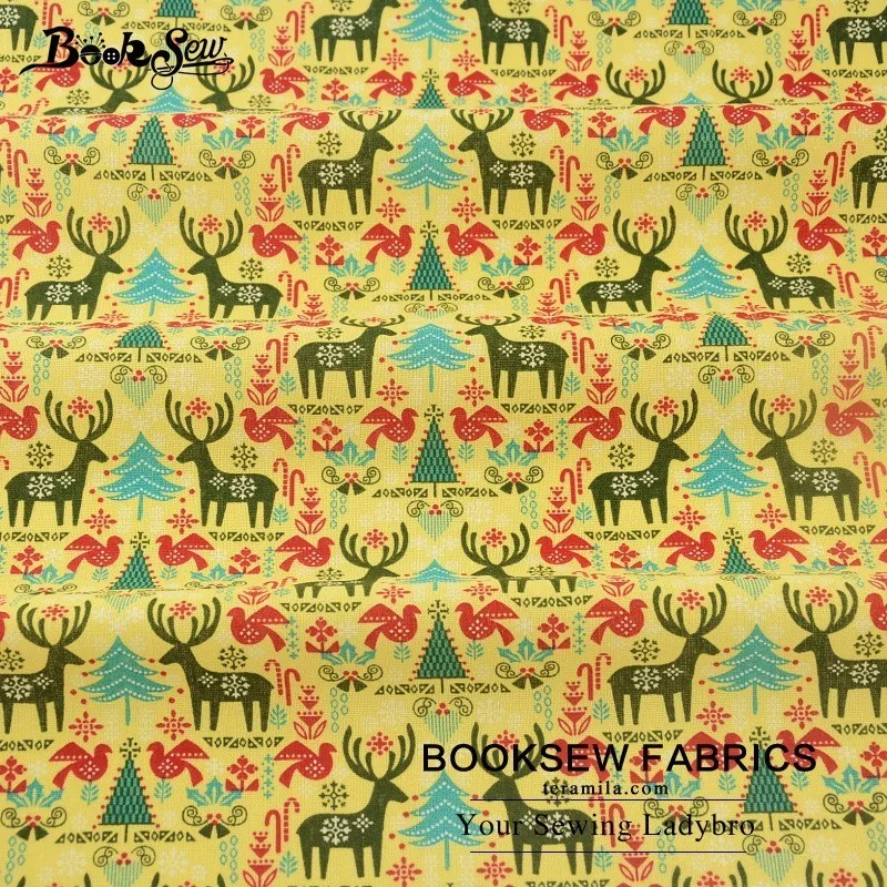 Booksew ткань из натурального хлопка и льна с рисунком оленя для шитья сделай сам