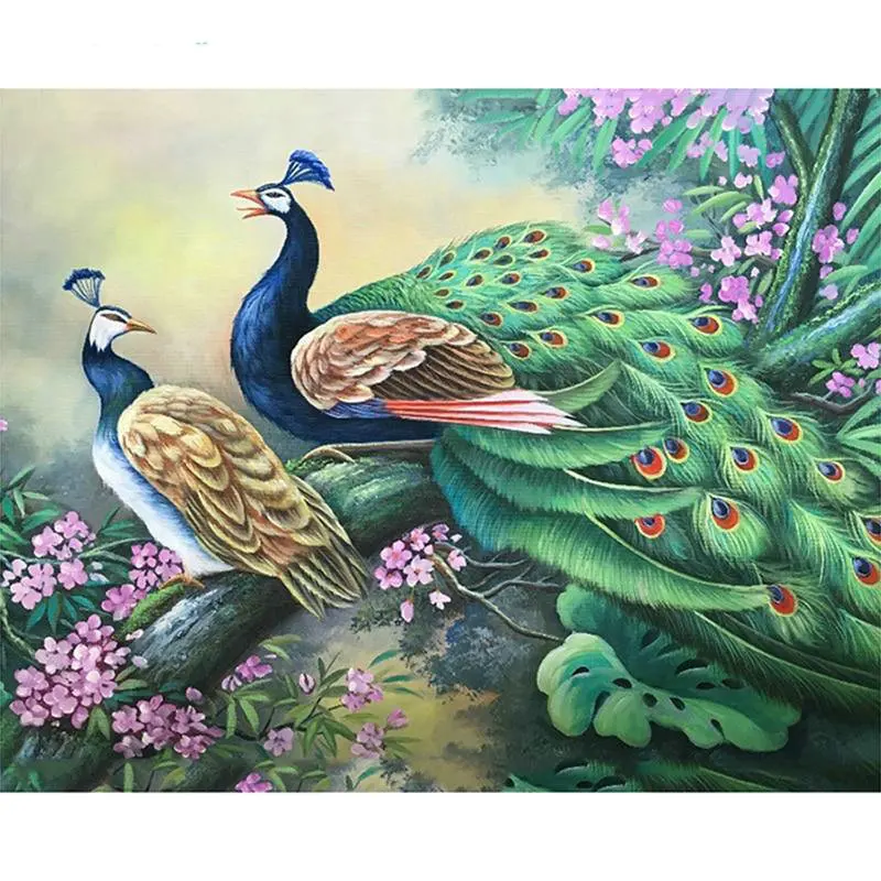 

5D DIY Diamond Painting Peacock Full Round Diamond Embroidery Sewing Art Cross Stitch Home Decor Animal