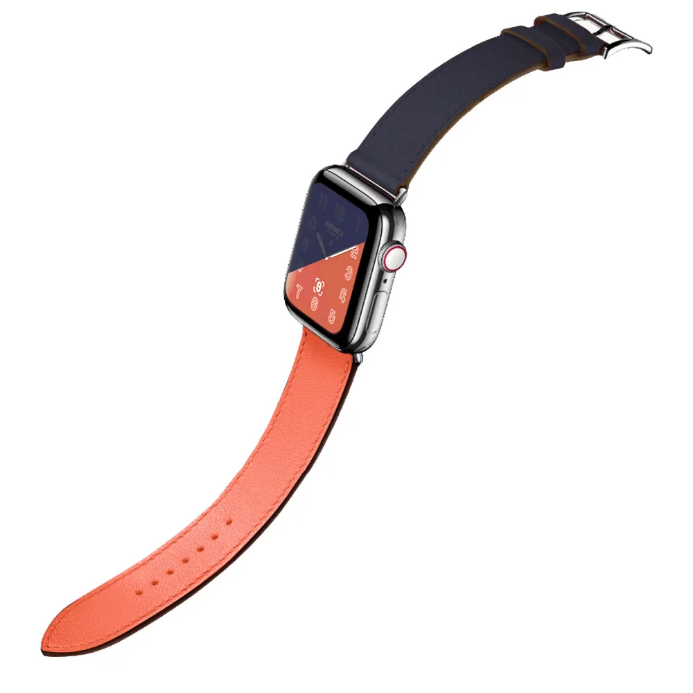 Кожаный одиночный двойной тур ремешок для Apple Watch 44 мм 40 браслет часов Iwatch серии