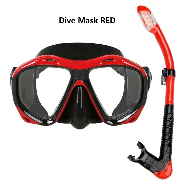 Dive Mask RED Силиконовая маска для подводного плавания и подводного плавания+ дыхательная трубка+ ласты для плавания - Цвет: Dive Mask RED