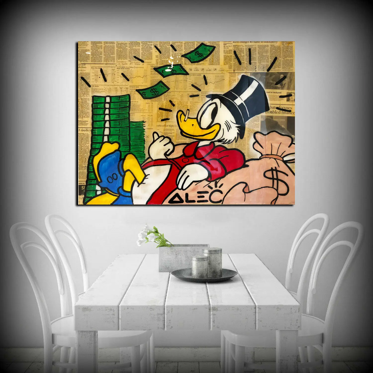 Алек монополии Скрудж наличные Абстрактная живопись украшение на стену маслом