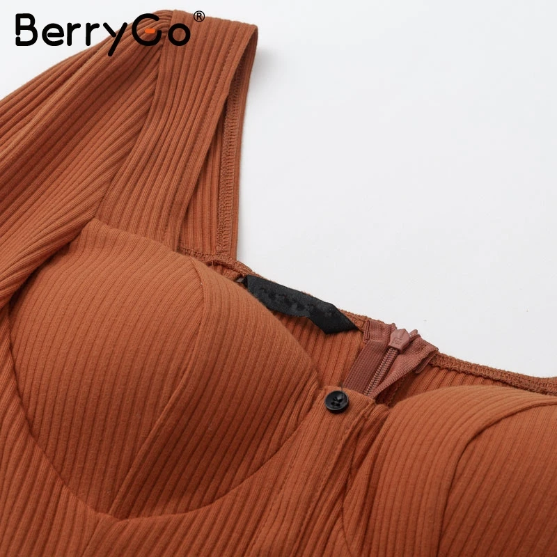 BerryGo Sexy bodycon мини-платье осень-зима 2018 Повседневная Кнопка хлопчатобумажное