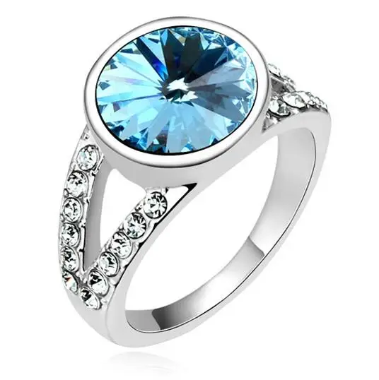 Классический дизайн кристаллами от Сваровски кольцо блестящие кольца для