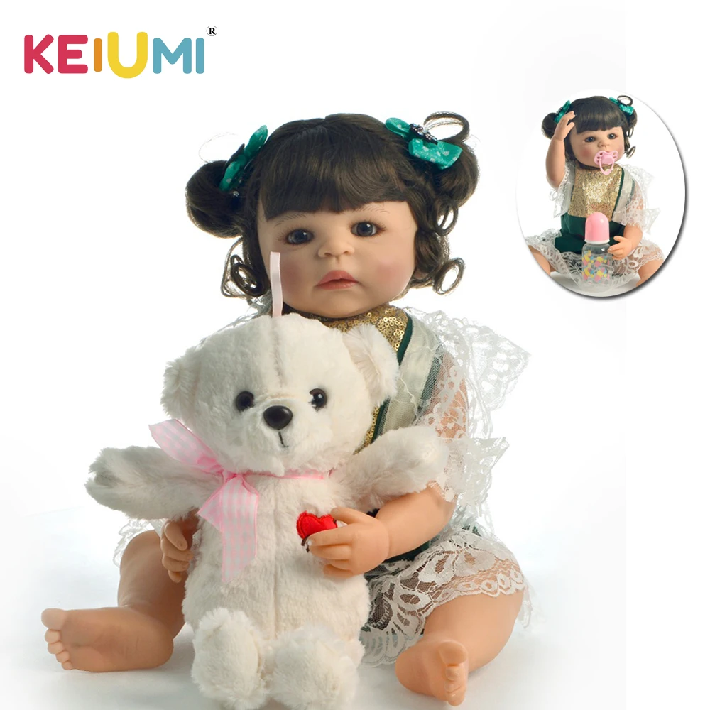 KEIUMI Мода 55 см Кукла Reborn Boneca силиконовая полная боди для малышей с локонами 22