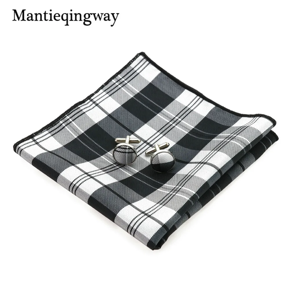 Mantieqingway черно-белый полиэфирный клетчатый комплект для мужчин деловой галстук
