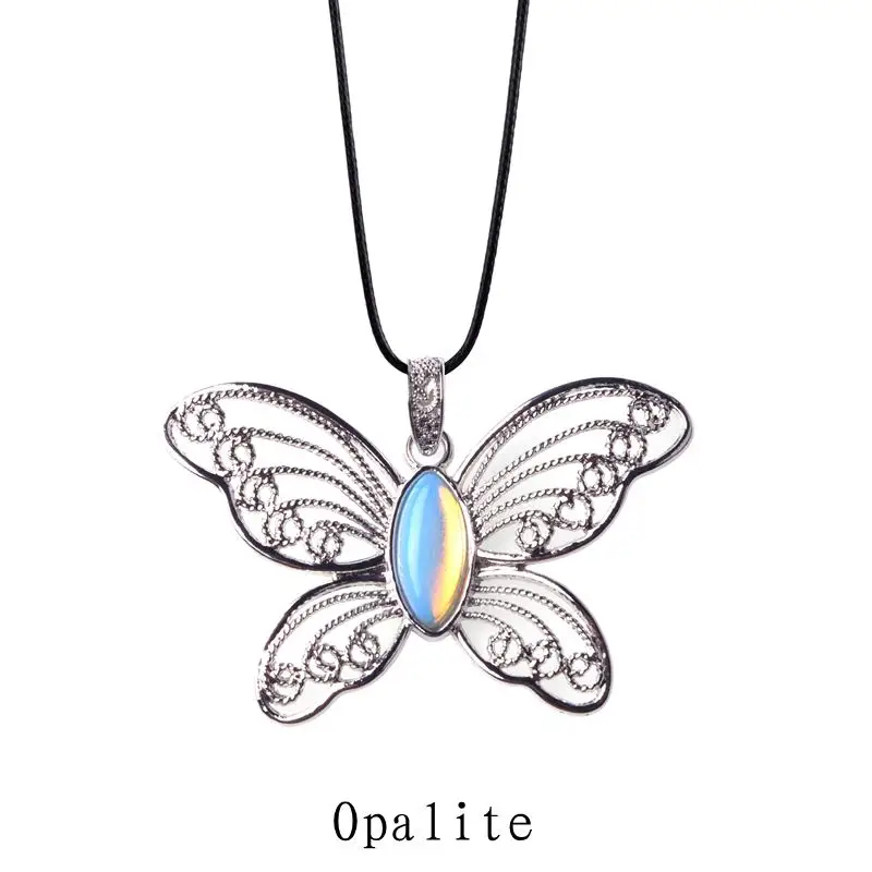 Ожерелье с натуральным камнем и тигровым глазом кулон мультяшным изображением