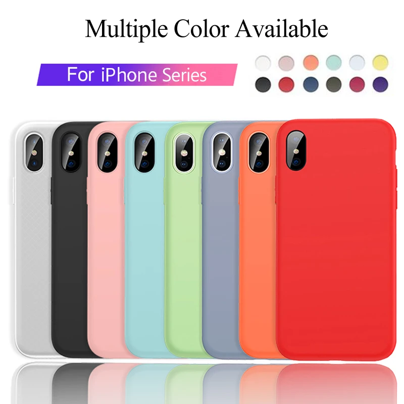 14 цветов простые яркие цвета силиконовый чехол для iPhone X XR XS 11 12 mini Pro Max 6 6S 7 8 Plus SE 2020