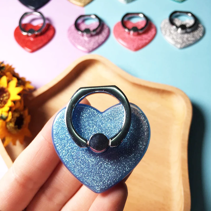 Пластик блеск сердце любовь сотовый телефон палец кольцо держатель 360 градусов