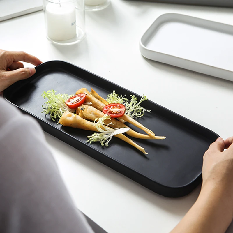 Длинные 32 см матовая Керамика фарфоровая тарелка поднос прямоугольный пластин