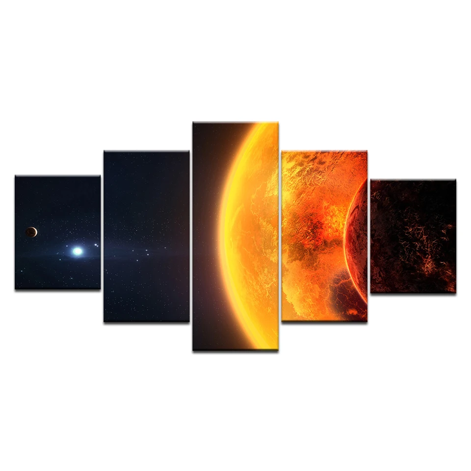 5 панельных/шт. космическая фантазия луна солнце звезда настенные плакаты печать